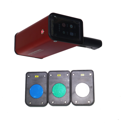 Handheld Laser Abstandsmesser Gelb-Grau und Kalibrierungsplatte für genaue Abstandsberechnung
