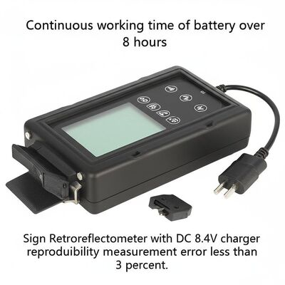 Kontinuierliche Betriebsdauer der Batterie über 8 Stunden Signal-Retroreflectometer mit Gleichspannungs-8,4V-Ladegerät und Reproduzierbarkeitsmessfehler von weniger als 3%